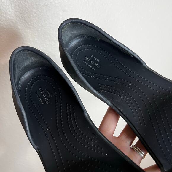 Crocs black Lina Embellished D'Orsay Flats in Croslite WOMENS 10 - Picture 3 of 6